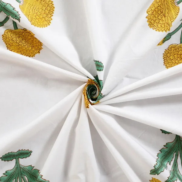 220_TC_|_335_GSM_|_White_And_Yellow_Cotton_Floral_Print_Bedsheet_With_Pillow_Cover