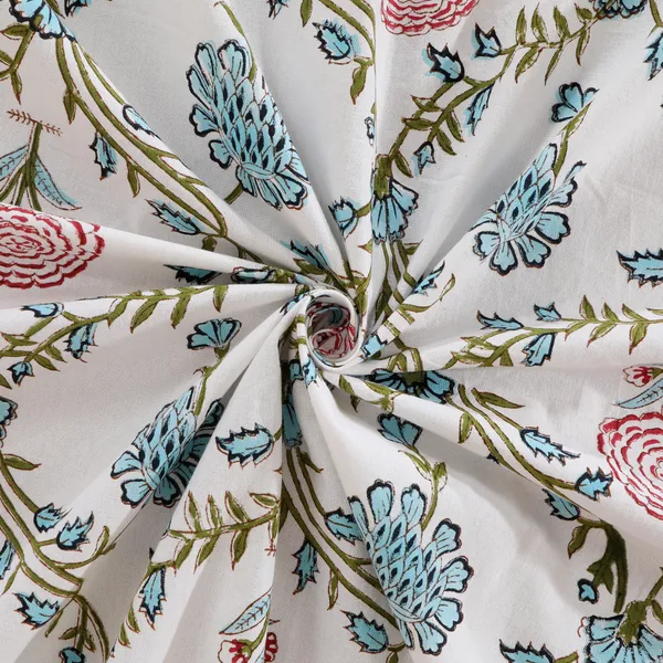 220_TC_|_335_GSM_|_Multicolor_Cotton_Hand_Block_Printed_Floral_Bedsheet_With_Pillow_Cover