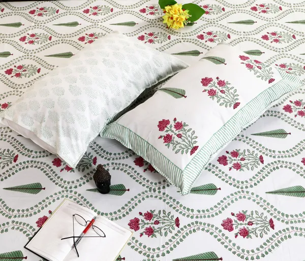 220_TC_|_335_GSM_|_Multicolor_Cotton_Floral_Print_Bedsheet_With_Pillow_Cover