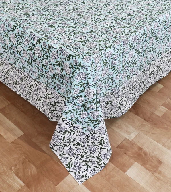 220_TC_|_335_GSM_|_Multicolor_Cotton_Hand_Block_Print_Floral_Bedsheet_With_Pillow_Cover