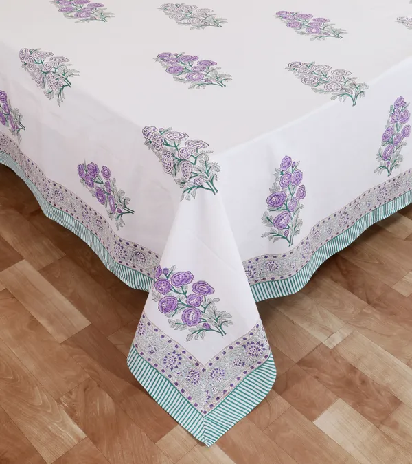 220_TC_|_335_GSM_|_Purple_And_Grey_Cotton_Block_Print_Floral_Bedsheet_With_Pillow_Cover