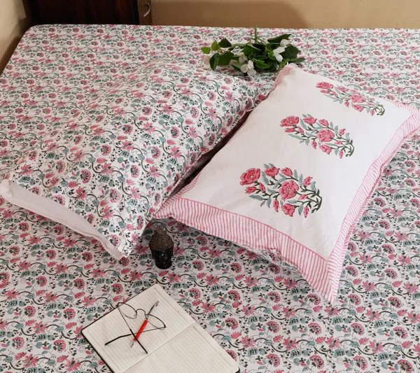 220_TC_|_335_GSM_|_Multicolor_Cotton_Floral_Print_Bedsheet_With_Pillow_Cover