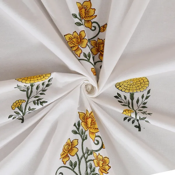 220_TC_|_335_GSM_|_Yellow_Cotton_Hand_Block_Print_Bedsheet_With_Pillow_Cover