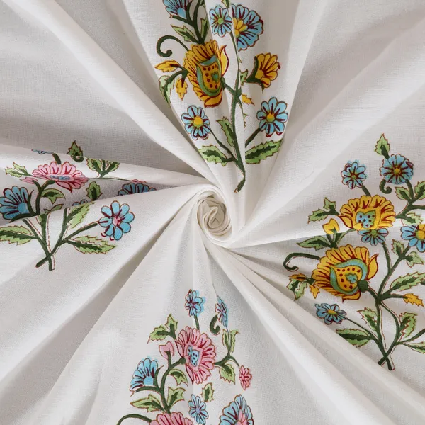 220_TC_|_335_GSM_|_Multicolor_Cotton_Hand_Block_Print_Floral_Bedsheet_With_Pillow_Cover
