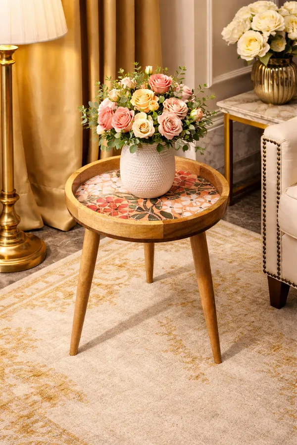 Multicolor_Mango_Wood_Floral_Mosaic_Print_Round_Three_Leg_Side_Table