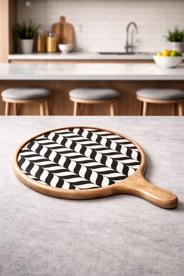 Black_And_White_Wood_Geometric_Print_Round_Serving_Board_With_Handle