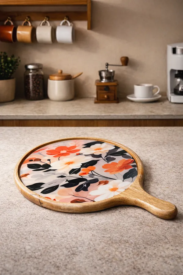 Multicolor_Wood_Orange_Floral_Print_Round_Serving_Board_With_Handle