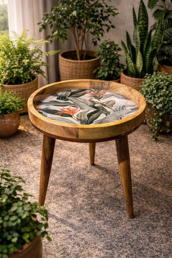 Multicolor_Mango_Wood_Botanical_Tropical_Bird_Print_Round_Tray_Table