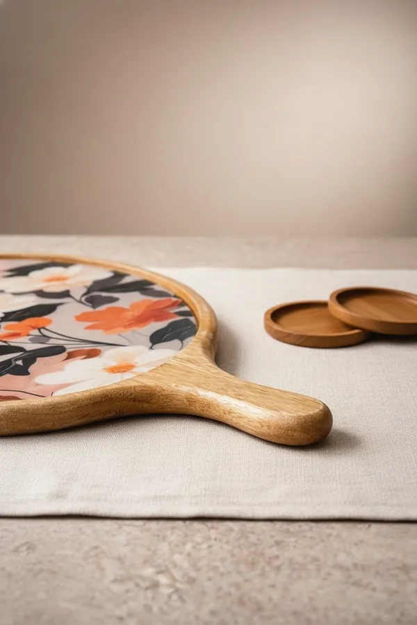 Multicolor_Wood_Orange_Floral_Print_Round_Serving_Board_With_Handle