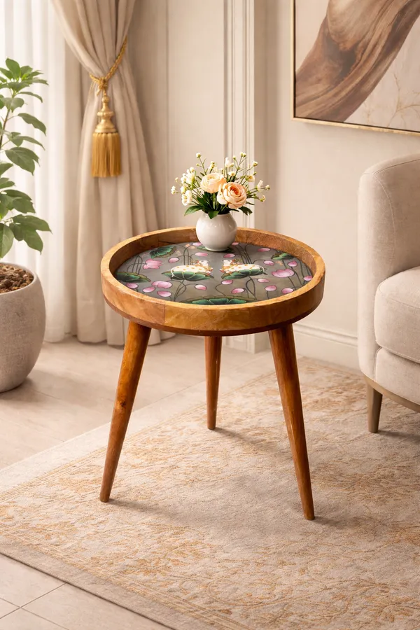 Multicolor_Mango_Wood_Mid_Century_Floral_Print_Round_Three_Leg_Side_Table