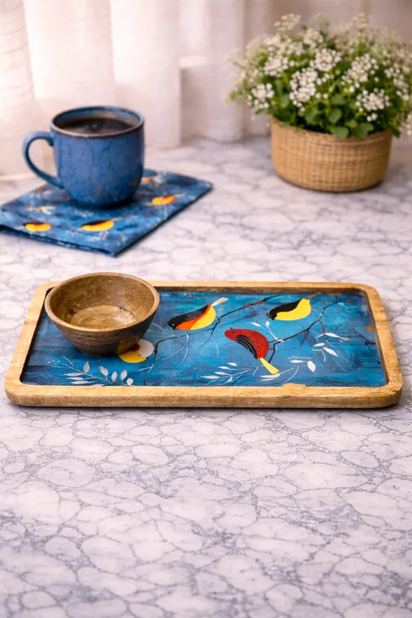 Multicolor_Wood_Handcrafted_Bird_Pattern_Serving_Tray_With_Bowl_Set