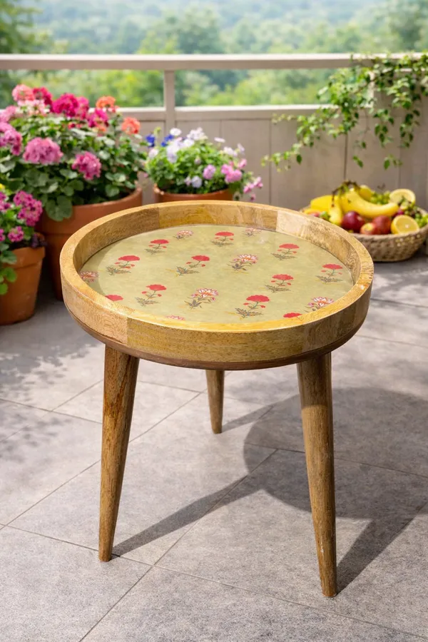 Brown_Mango_Wood_Floral_Print_Round_Tray_Coffee_Table
