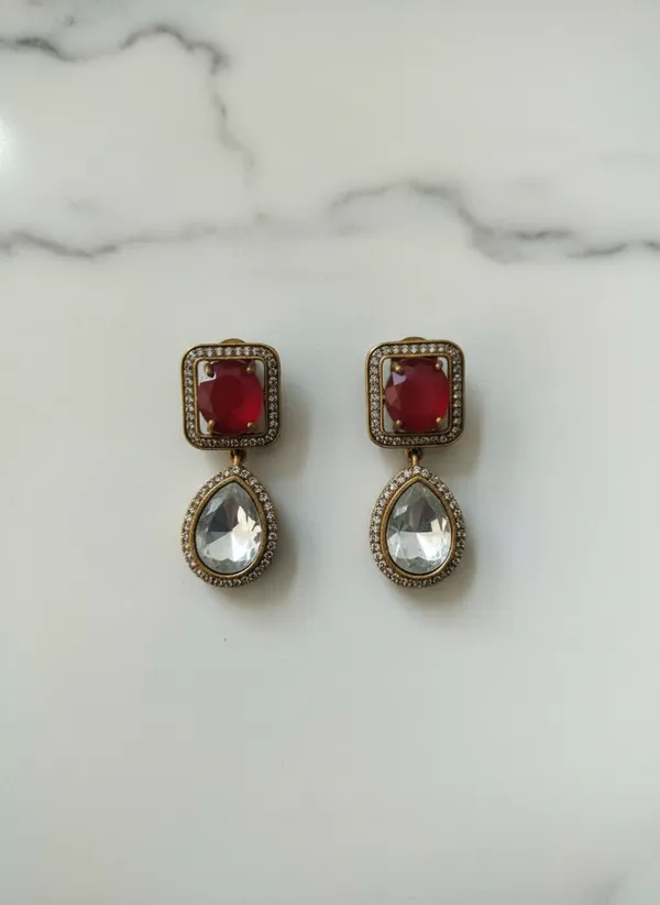 Regal_Ruby_Inspired_And_Clear_Stone_Dangle_Earrings