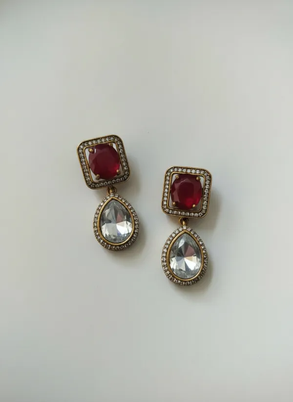 Regal_Ruby_Inspired_And_Clear_Stone_Dangle_Earrings