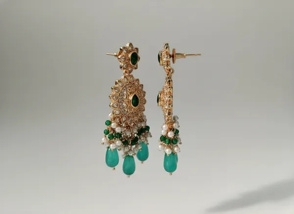 Emerald_Radiance_Traditional_Gold_Plated_Chandelier_Earrings