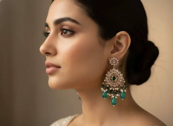 Emerald_Radiance_Traditional_Gold_Plated_Chandelier_Earrings
