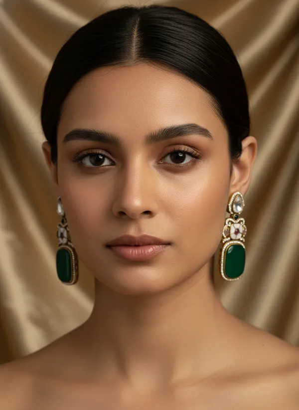 Majestic_Emerald_And_Polki_Fusion_Drop_Earrings
