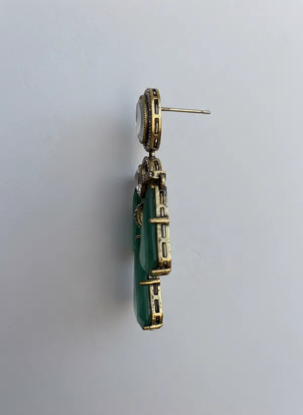 Regal_Emerald_Green_And_Crystal_Chandelier_Earrings