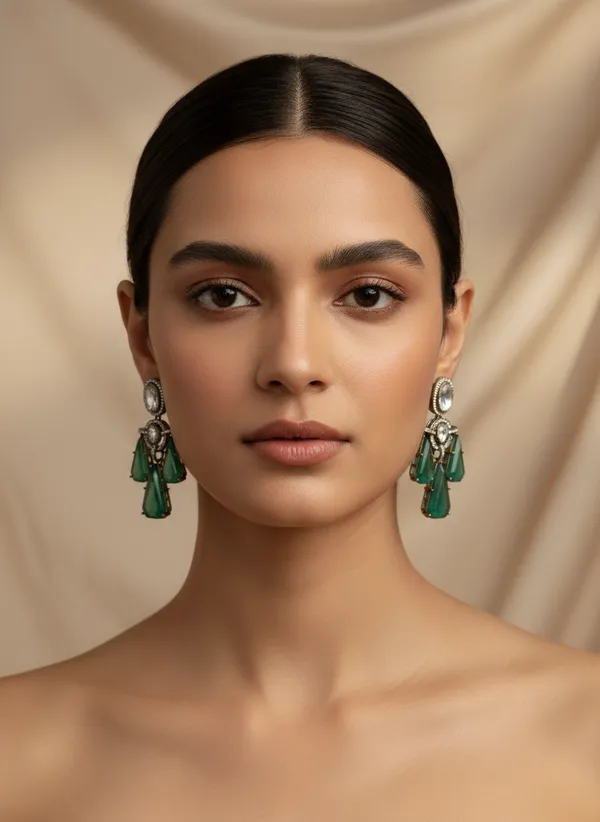 Regal_Emerald_Green_And_Crystal_Chandelier_Earrings