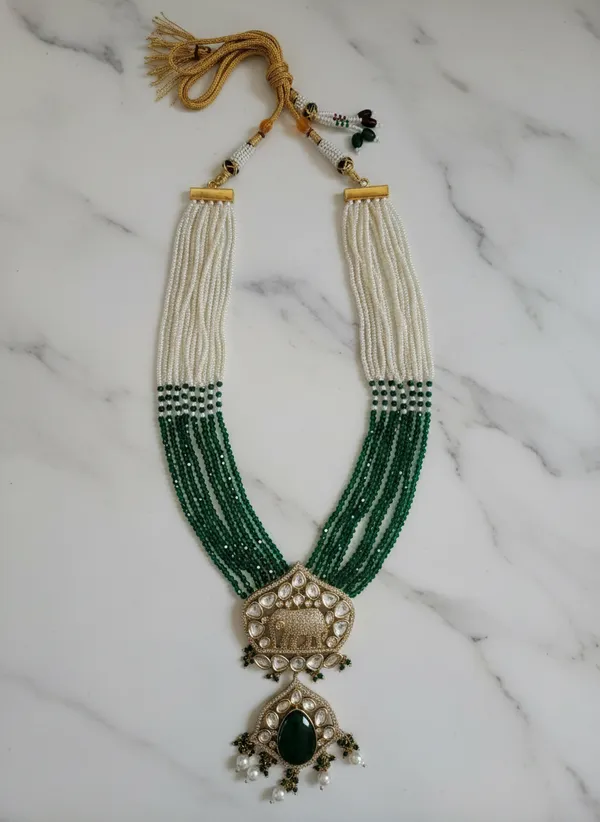 Regal_Elephant_Motif_Kundan_And_Emerald_Green_Beaded_Rani_Haar