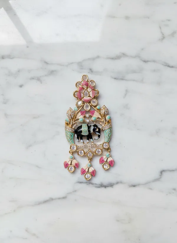 Multicolor_Majestic_Elephant_Enamel_Drop_Earrings
