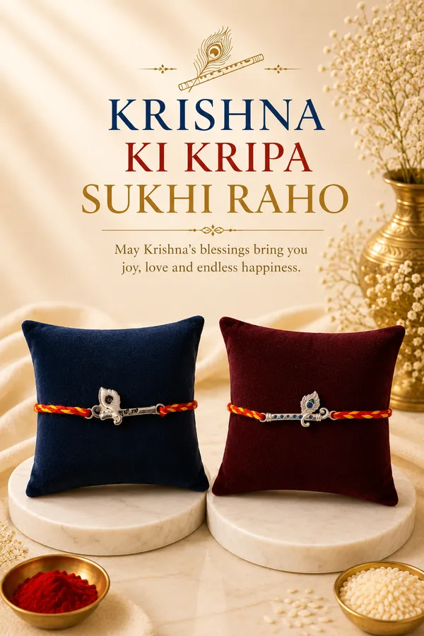 Divine_Flute_Rakhi_(Sterling_Silver_925)_in_Auspicious_Kalawa