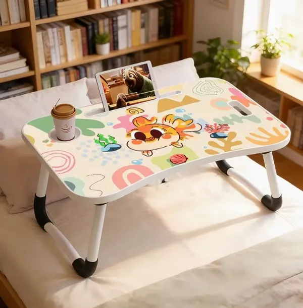 Foldable_Laptop_Bed_Table_With_Phone_&_Tablet_Stand_-_Cartoon_Design