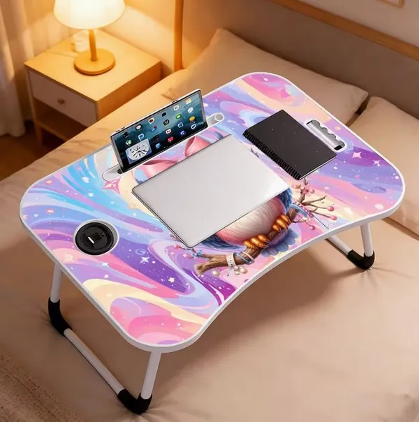 Colorful_Foldable_Laptop_Bed_Table_With_Tablet_Holder_And_Cup_Slot