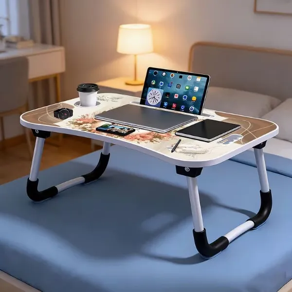 Portable_Foldable_Laptop_Bed_Table_With_Cup_Holder_And_Tablet_Slot