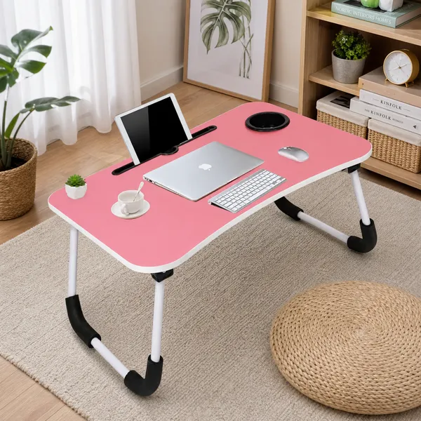 Portable_Foldable_Laptop_Table_With_Cup_Holder_And_Device_Slot_-_Pink