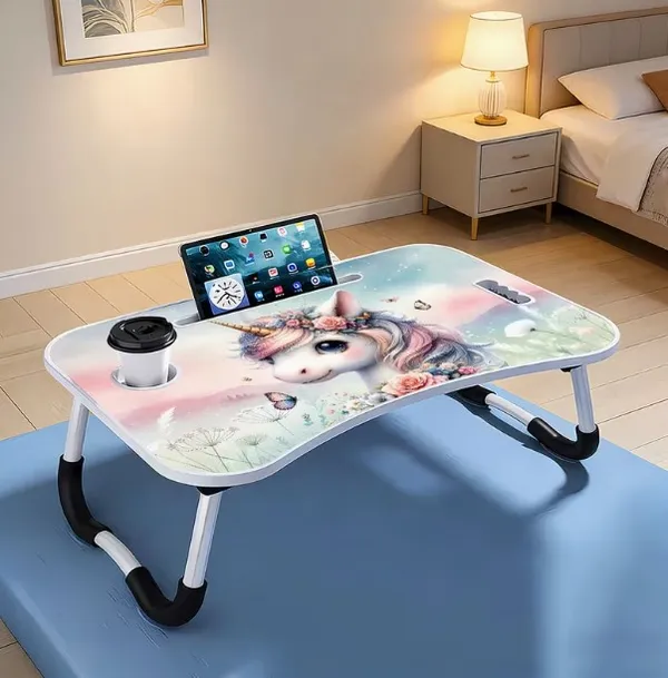 Portable_Folding_Laptop_Table_With_Unicorn_Design_-_Multipurpose_Bed_Study_Desk_With_Cup_Holder_And_Tablet_Stand