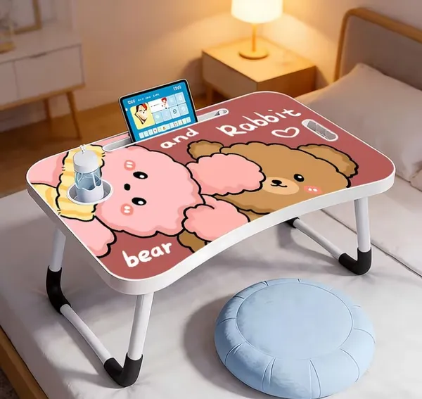 Foldable_Laptop_Table_With_Cute_Bear_And_Rabbit_Design
