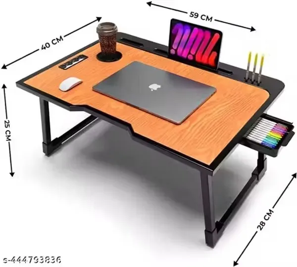 Multipurpose_Foldable_Laptop_Bed_Table_With_Storage_Drawer_&_Cup_Holder_(59X40X28_Cm)