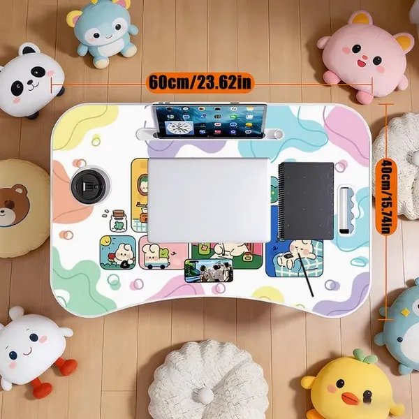 Portable_Foldable_Laptop_Bed_Table_With_Tablet_Holder_And_Cup_Slot_-_Colorful_Cartoon_Design
