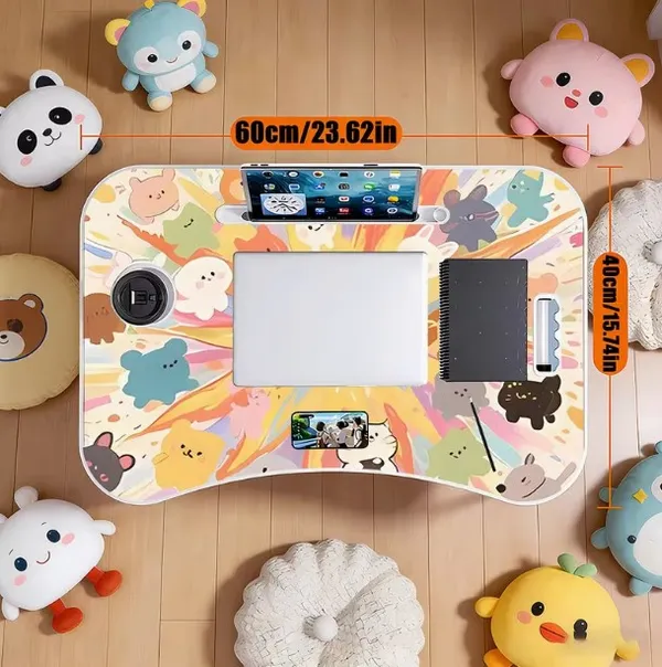 Cute_Animal_Pattern_Foldable_Laptop_Bed_Table_With_Cup_Holder_&_Tablet_Slot