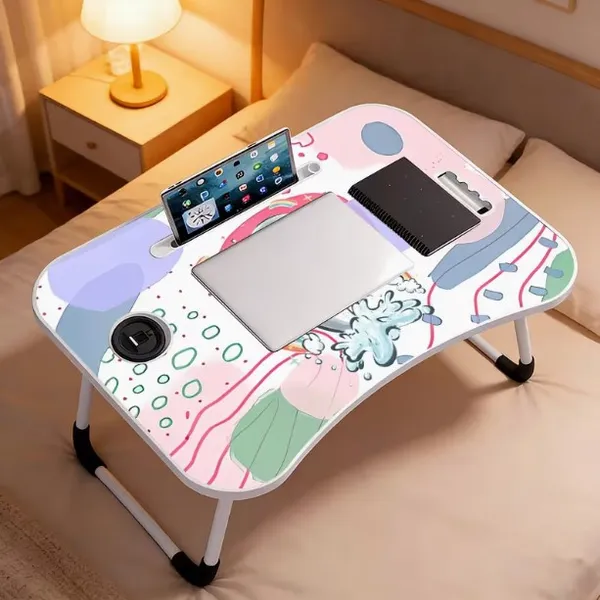 Portable_Laptop_Desk_With_Colorful_Abstract_Design_-_Foldable_Bed_Study_Table_With_Phone_&_Cup_Holder