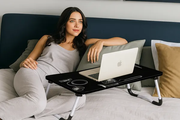 Linghz_Foldable_Laptop_Bed_Table_With_Cup_Holder_And_Phone_Slot_-_Black_Floral_Design