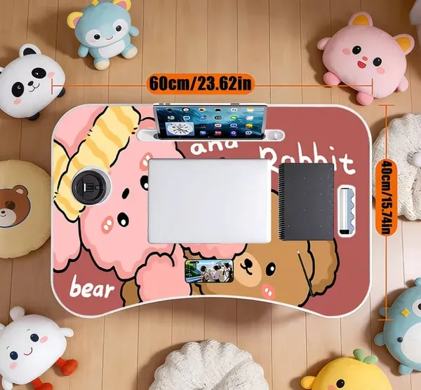 Foldable_Laptop_Table_With_Cute_Bear_And_Rabbit_Design