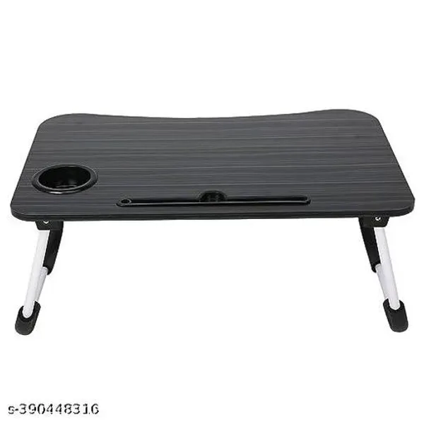Portable_Laptop_Table_With_Foldable_Legs_And_Cup_Holder_(Black_Wood_Grain)