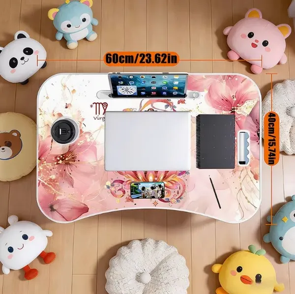 Foldable_Laptop_Table_With_Cup_Holder_And_Tablet_Slot_-_Pink_Floral_Design