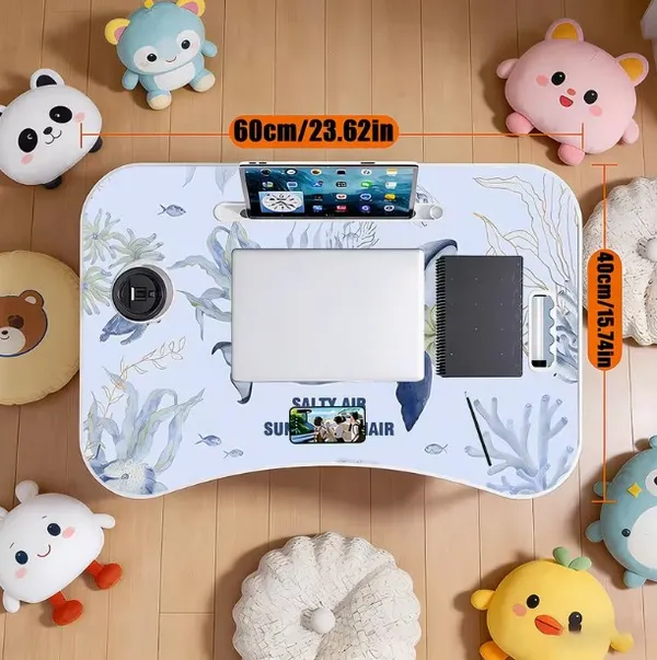 Portable_Lap_Desk_With_Foldable_Legs_-_Ocean_Theme_Bed_Table_With_Cup_Holder_&_Tablet_Slot_(60Cm)