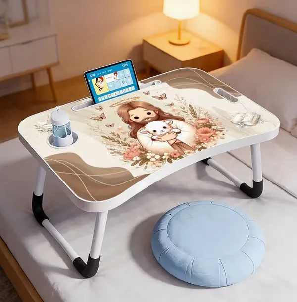 Portable_Foldable_Laptop_Bed_Table_With_Cup_Holder_And_Tablet_Slot