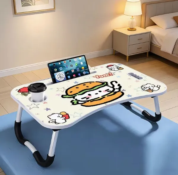 Portable_Laptop_Bed_Table_With_Cartoon_Design_-_Foldable_Study_Desk_With_Cup_Holder_&_Tablet_Slot_(60Cm)