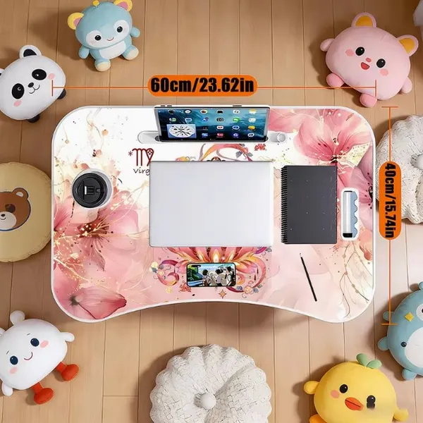 Foldable_Laptop_Table_With_Cup_Holder_And_Tablet_Slot_-_Pink_Floral_Design