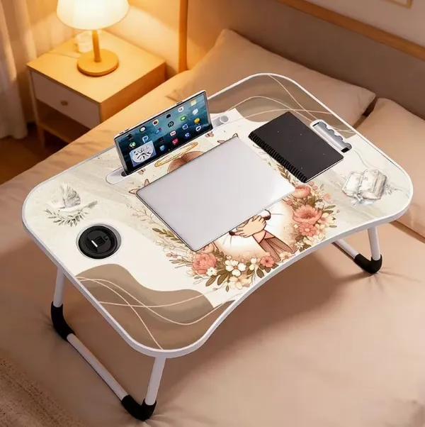 Portable_Foldable_Laptop_Bed_Table_With_Cup_Holder_And_Tablet_Slot