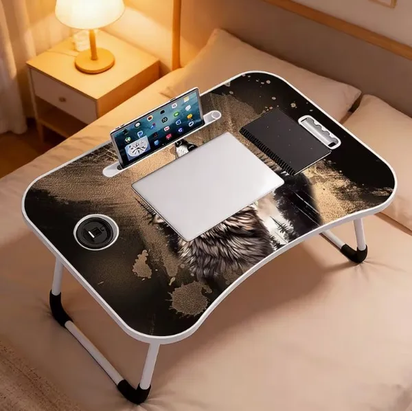 Portable_Laptop_Bed_Table_With_Wolf_Print_Design_-_Foldable_Lap_Desk_With_Cup_Holder_&_Phone_Slot