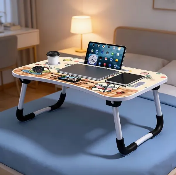 Cute_Kawaii_Foldable_Laptop_Bed_Table_With_Cup_Holder_And_Phone_Stand