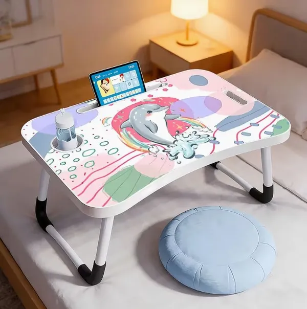 Portable_Laptop_Desk_With_Colorful_Abstract_Design_-_Foldable_Bed_Study_Table_With_Phone_&_Cup_Holder