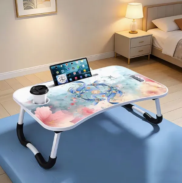 Portable_Laptop_Bed_Table_With_Tablet_Holder_And_Foldable_Legs_-_Watercolor_Dragon_Design
