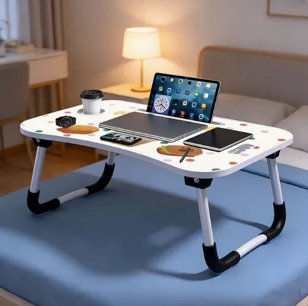 Foldable_Laptop_Bed_Table_With_Cup_Holder_And_Tablet_Slot